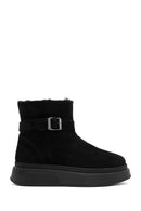 Women's Black Thick-Soled Suede Leather Boots | Derimod