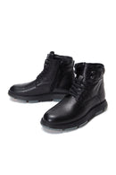 Men's Black Leather Zippered Casual Boots | Derimod