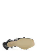 Women's Black Ankle Strap Stone Thin Heel Sandals | Derimod