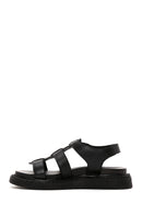 Women's Black Ankle Strap Leather Comfort Sandals | Derimod