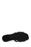 Women's Black Faux Leather Slippers | Derimod