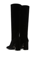 Women's Black Suede Leather Heeled Boots | Derimod