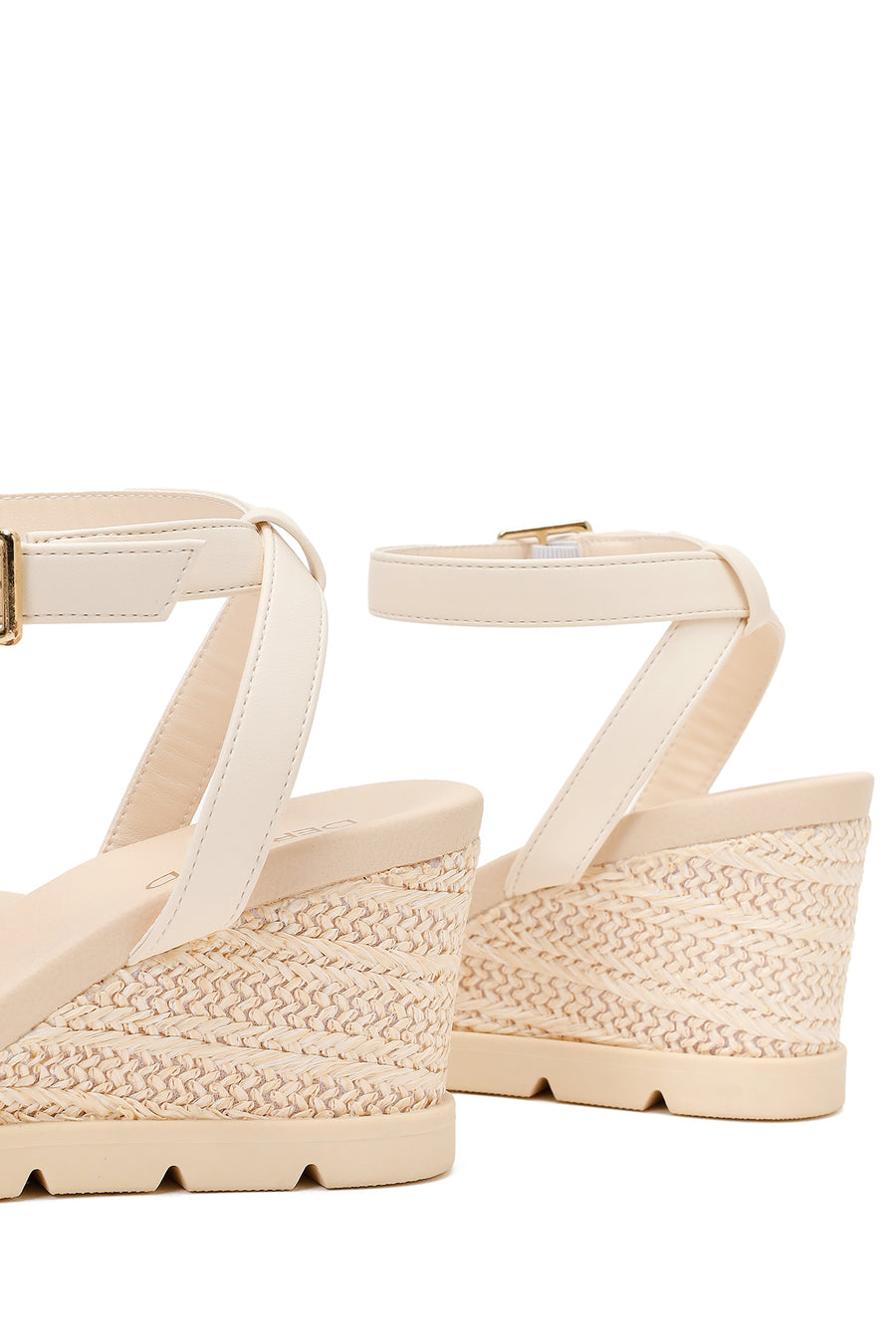Woman Nude Ankle-Buckle Wedge Espadrille Sandals