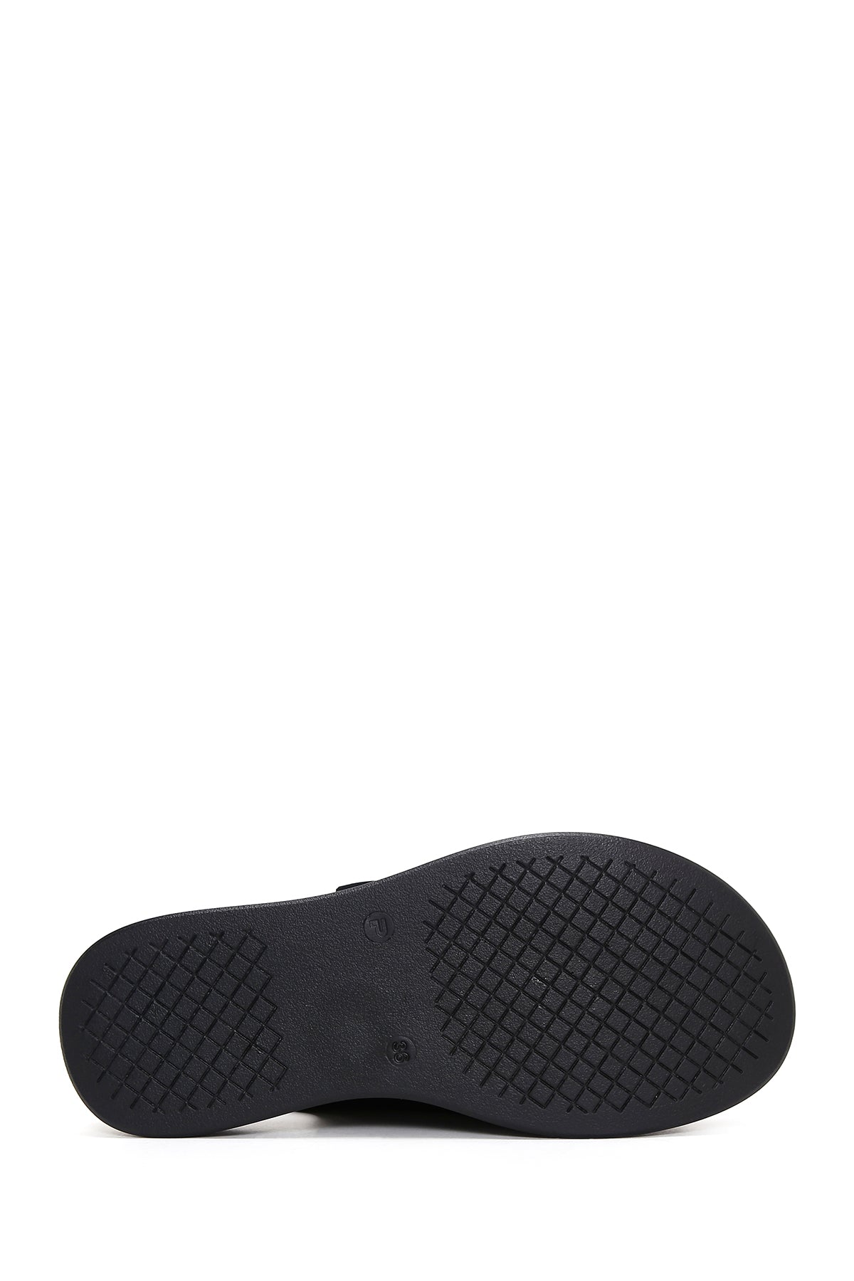 Kadın Siyah Deri Tokalı Comfort Sandalet