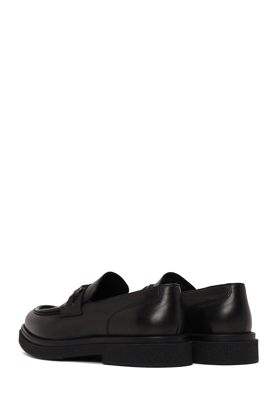 Male Black Buckled Leather Casual Loafer