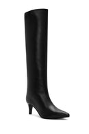 Women's Black Thin Heeled Leather Boots | Derimod