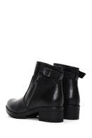 Women's Black Zippered Leather Casual Boots | Derimod