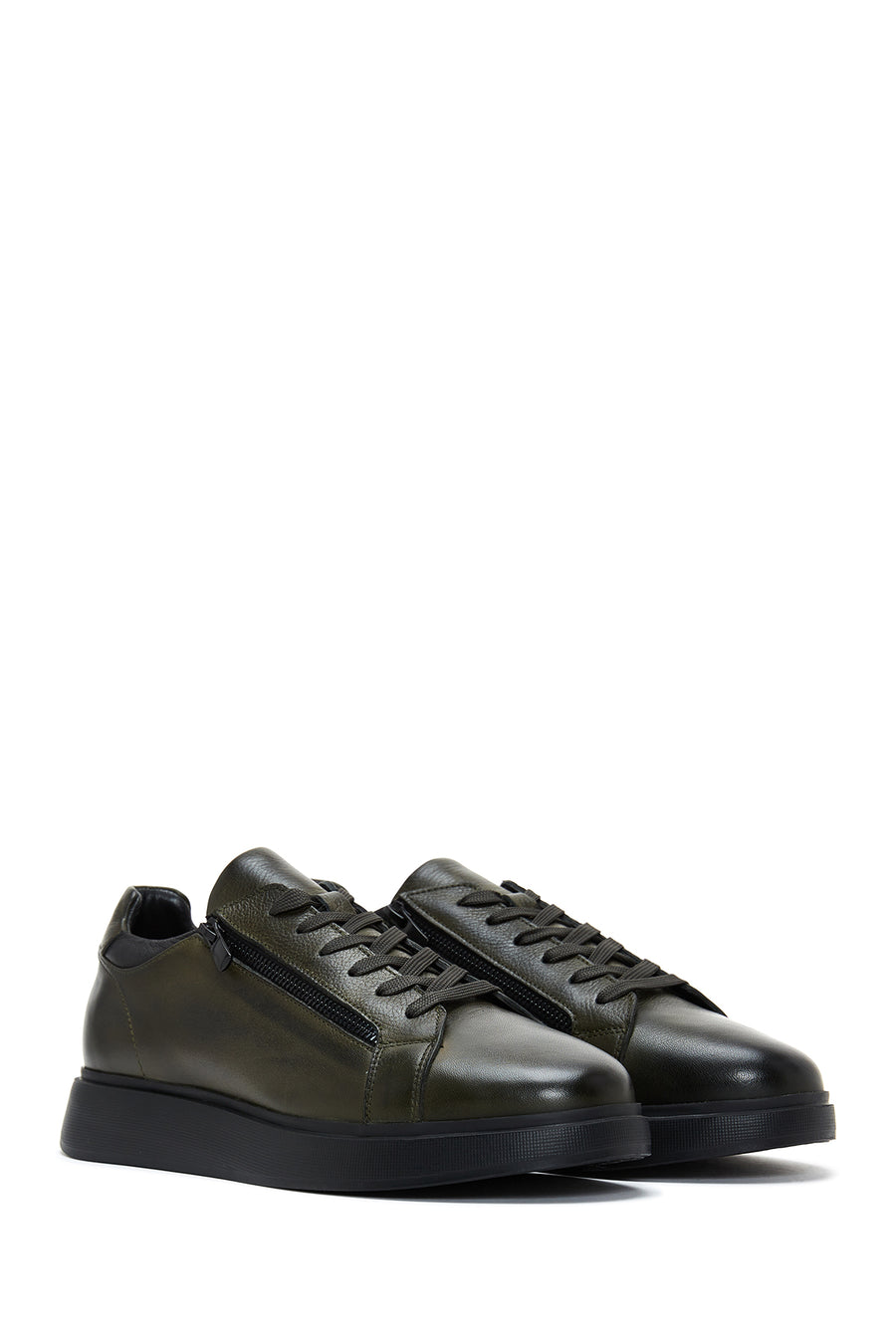 Erkek Haki Deri Sneaker