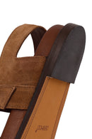 Woman Tan Suede Toe-Post Sandal | Derimod