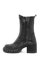 Harley Davidson Women's Black Fork Zipper Leather Boots | Derimod