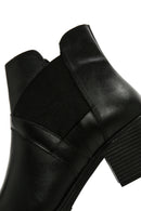 Women's Black Thick Heeled Zippered Leather Boots | Derimod