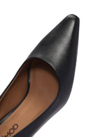Women's Black Thin Heeled Leather Stiletto | Derimod
