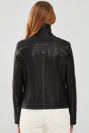 Fiesta Women's Black Short Leather Jacket | Derimod