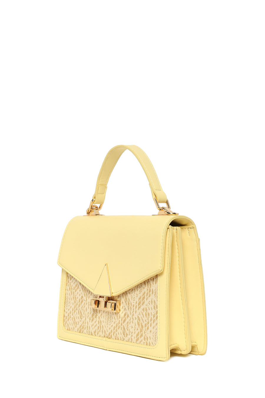 Women's Yellow Long Strap Patterned Shoulder Bag