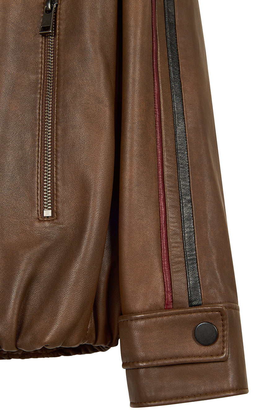 Nana Woman Brown Shirt-Collar Oversize Short Leather Jacket