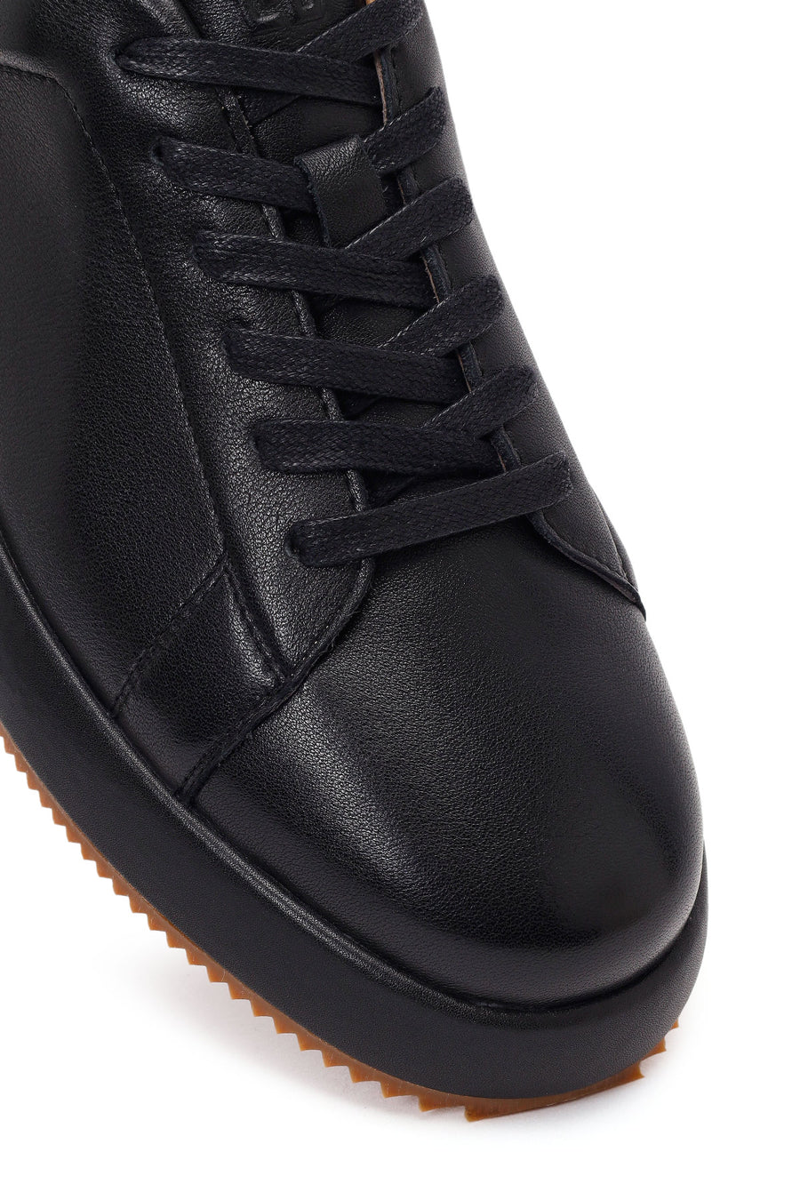 Erkek Siyah Bağcıklı Deri Sneaker