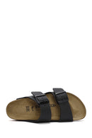 Birkenstock Women's Black Double Buckle Arizona Bf Flat Slippers | Derimod