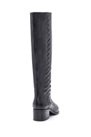 Women's Leather Zippered Heeled Boots | Derimod