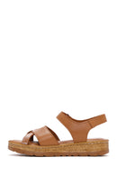 Women's Tan Ankle Strap Leather Comfort Sandals | Derimod