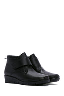 Women's Black Leather Wedge Heeled Boots | Derimod