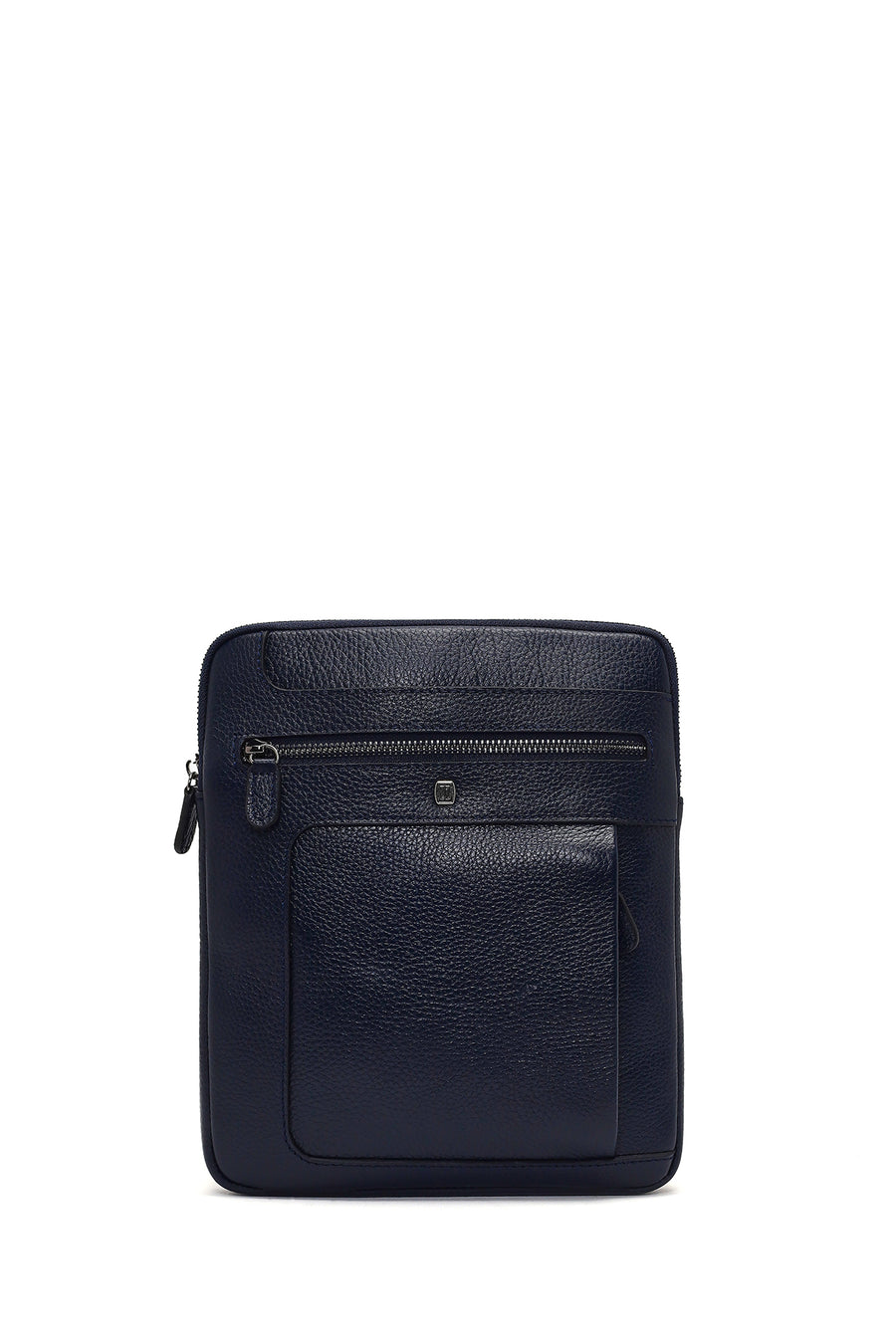 Men's Navy Blue Long Strap Leather Shoulder Bag