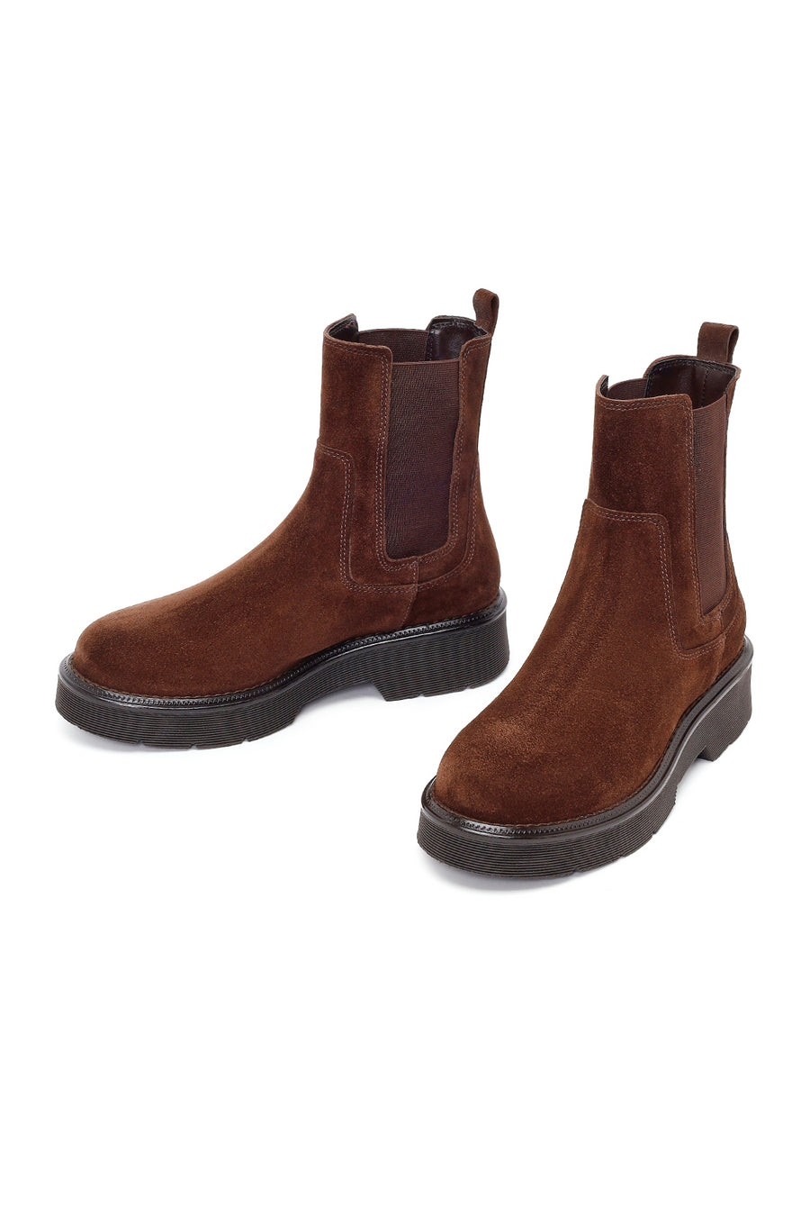 Woman Brown Thick-Soled Suede Chelsea Boots