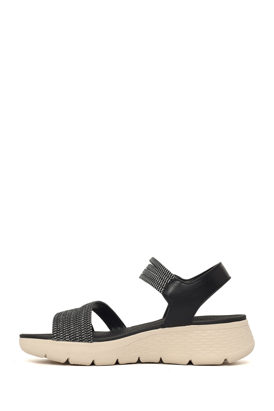 Woman Black Thick-Soled Fabric Comfort Sandal