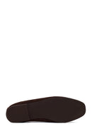 Woman Brown Buckled Suede Leather Ballet Flat | Derimod