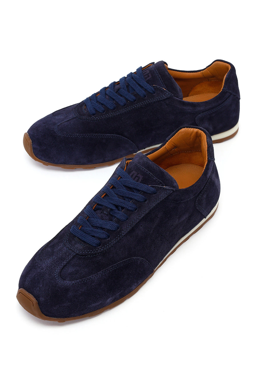 Male Navy Lace-up Suede Leather Sneaker