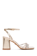 Women's Gold Ankle Strap Heeled Sandals | Derimod