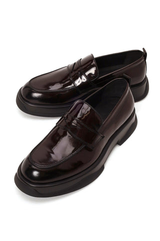 Erkek Bordo Kalın Tabanlı Deri Loafer
