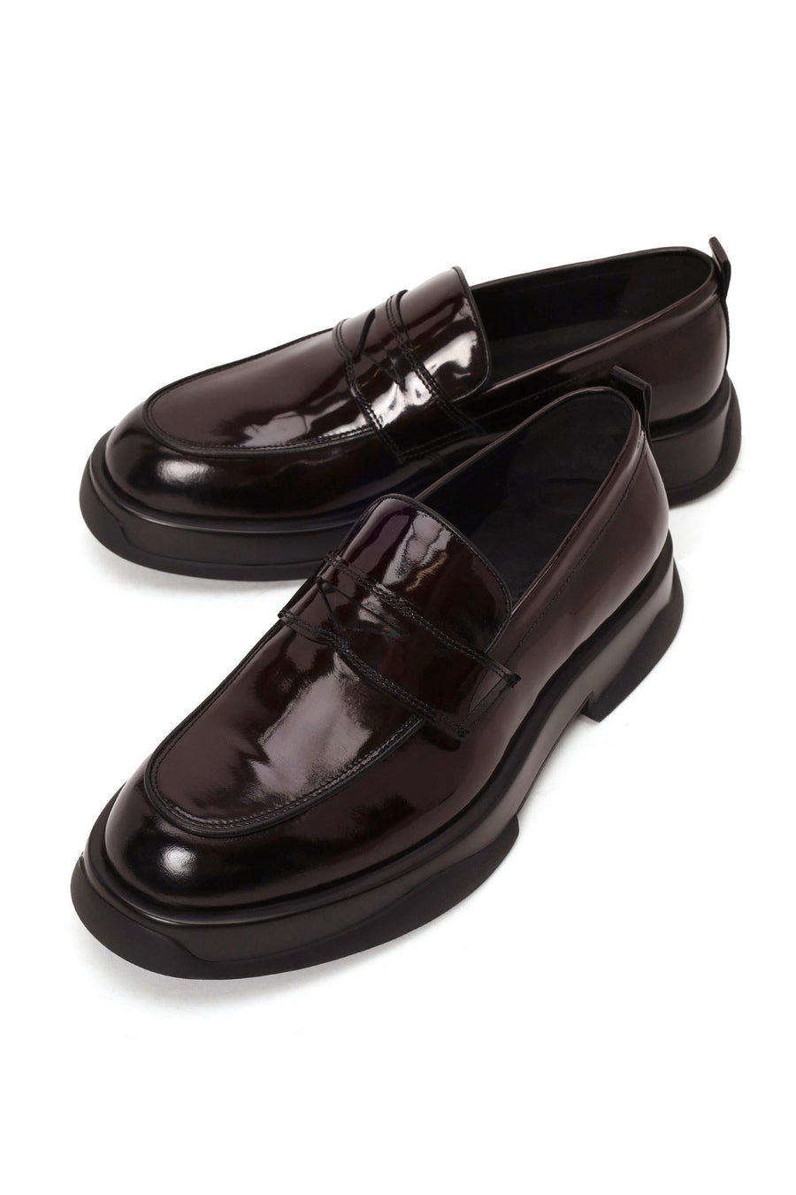 Male Burgundy Chunky-Soled Leather Loafer