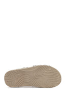 Men's Khaki Leather Sandals | Derimod
