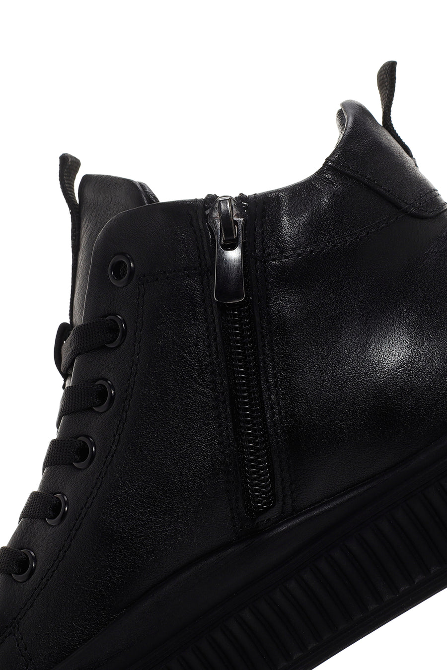 Men's Black Leather High Top Sneaker