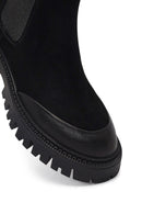 Woman Black Thick-Soled Suede Chelsea Boots | Derimod