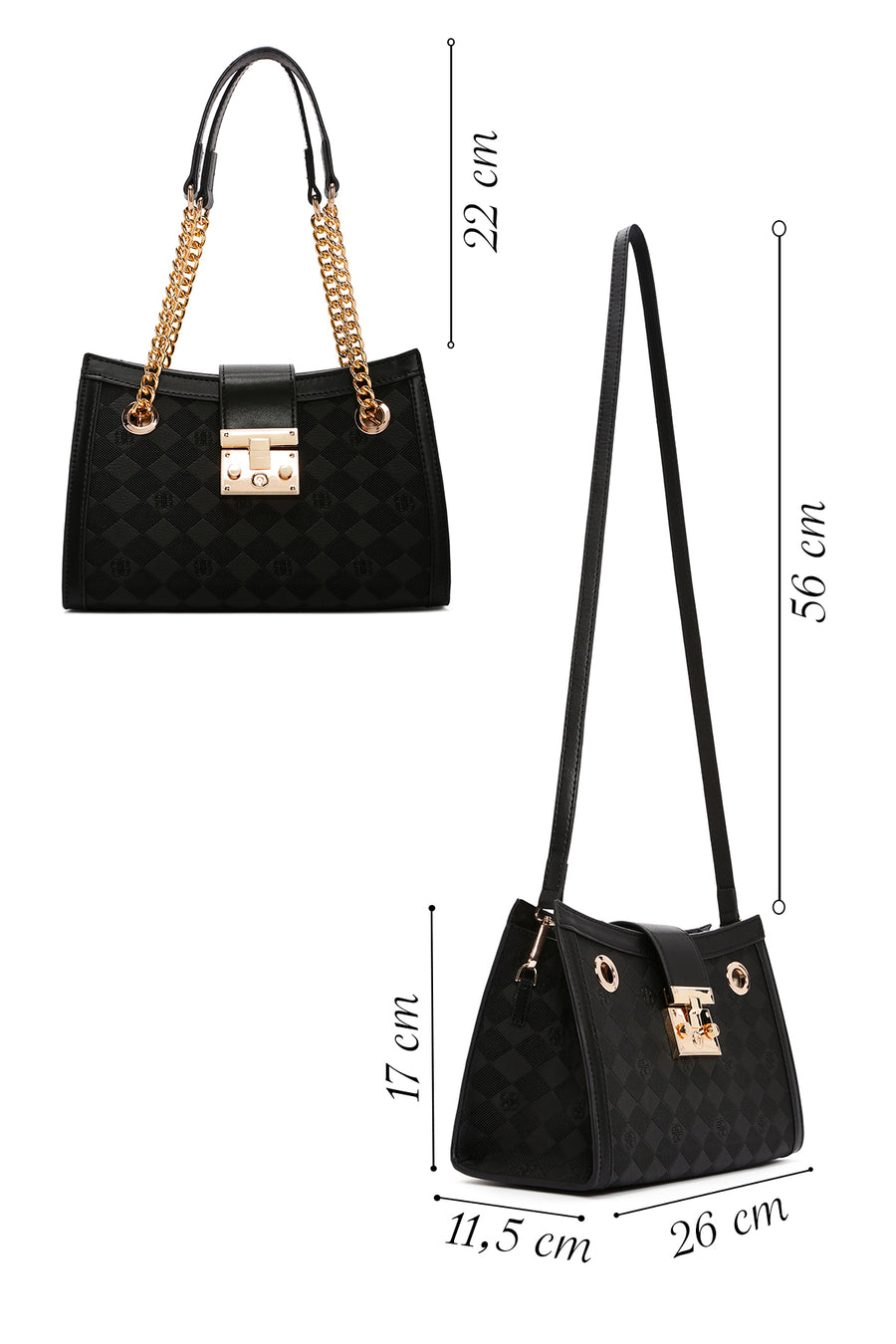 Women's Black Long Strap Shoulder Bag