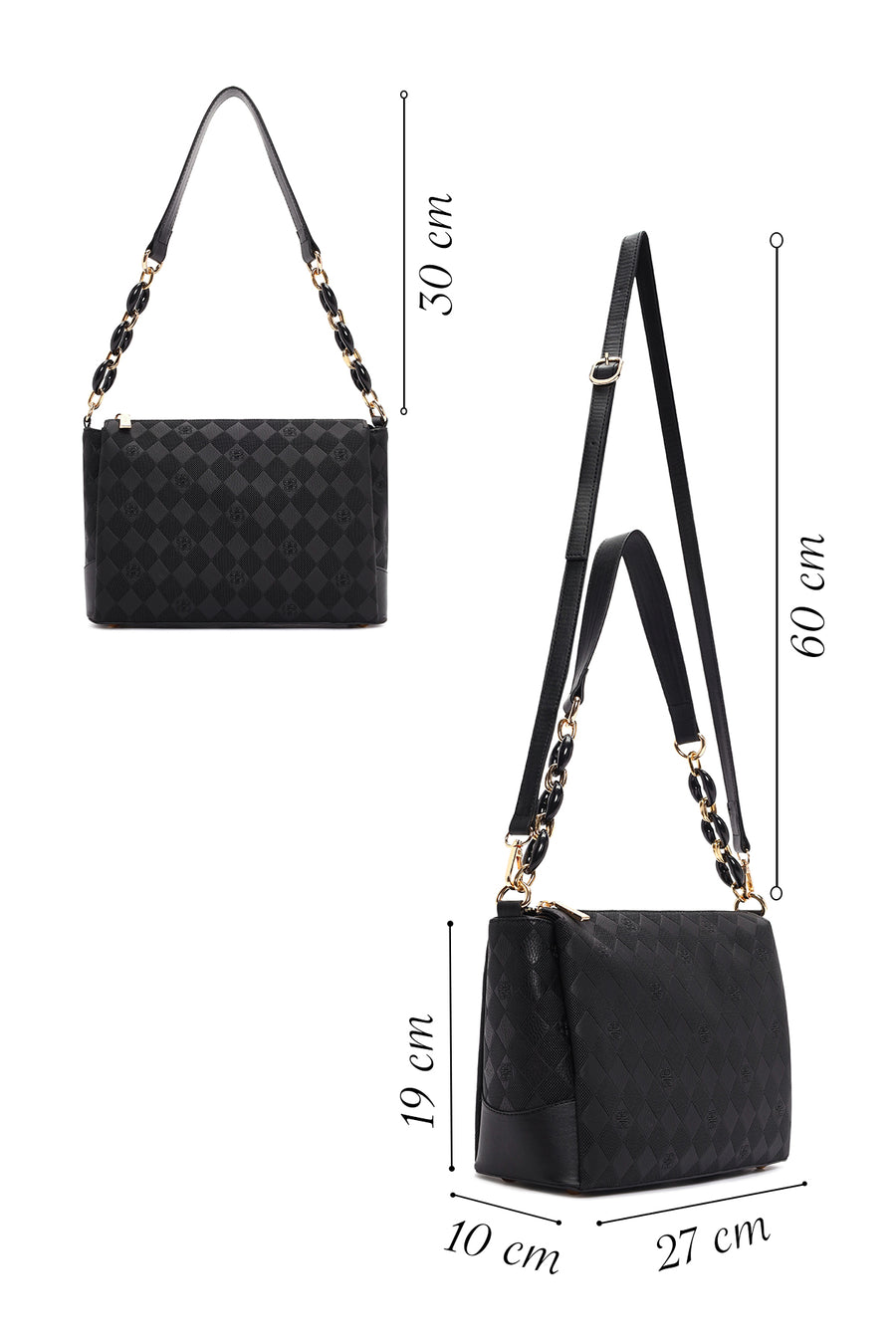 Women's Black Long Strap Shoulder Bag