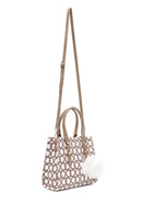 Kadın Bej Uzun Askılı Kumaş Monogram Desenli Kol Çantası | Derimod