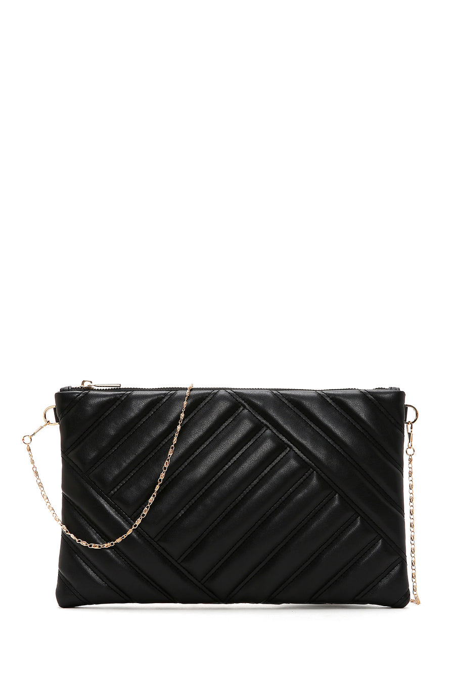 Women's Black Long Chain Strap Quilted Clutch Bag 24SBD2201KP | Derimod