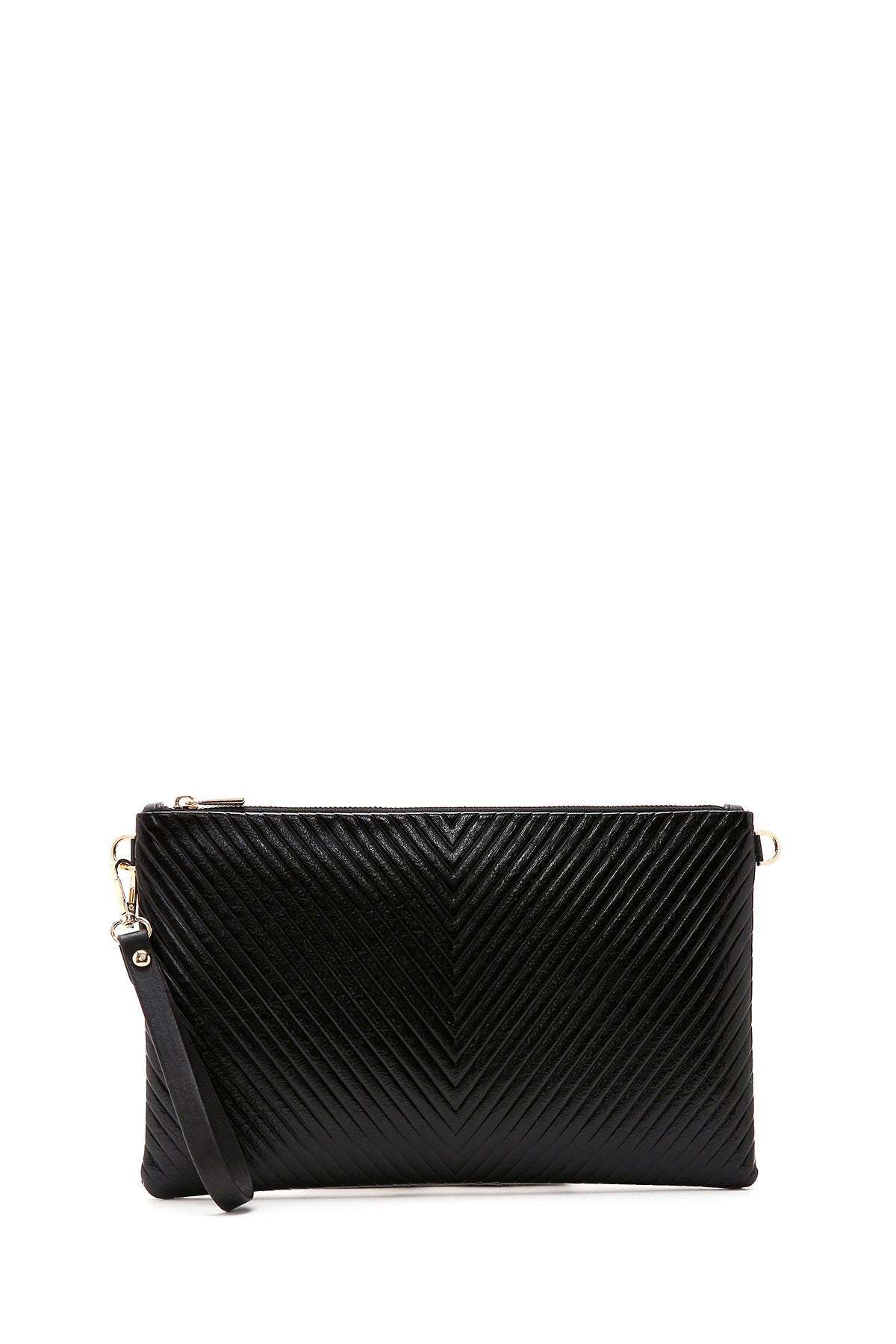 Kadın Siyah Uzun Zincir Askılı Metalik Portföy Çanta 24SBD220232 | Derimod