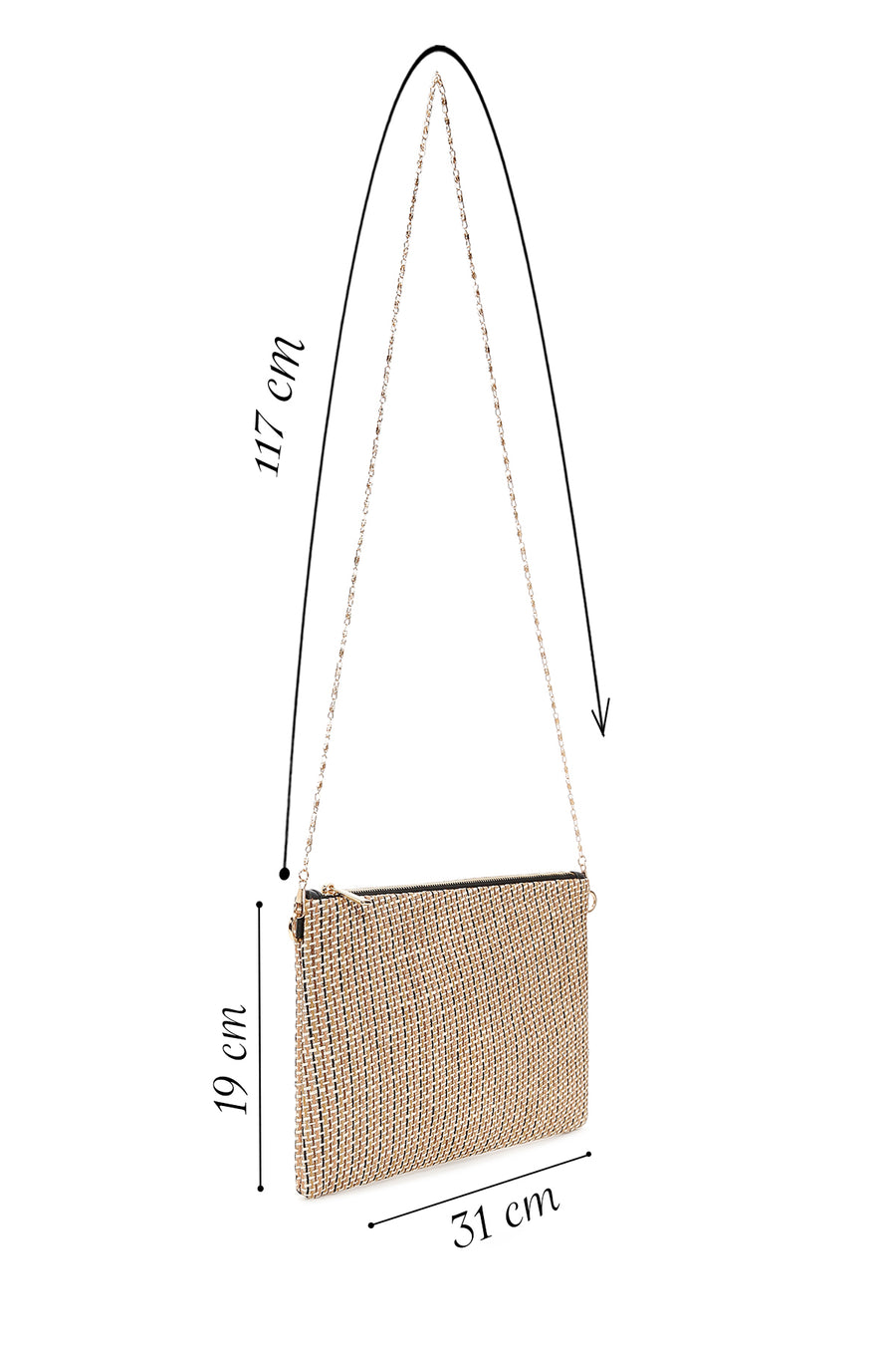 Women's Black Long Chain Strap Straw Clutch Bag