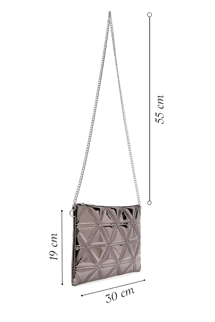 Women's Anthracite Long Chain Strap Quilted Clutch Bag