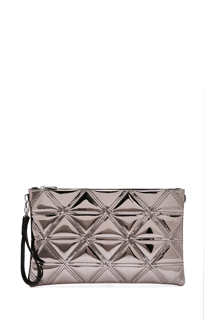 Women's Anthracite Long Chain Strap Quilted Clutch Bag