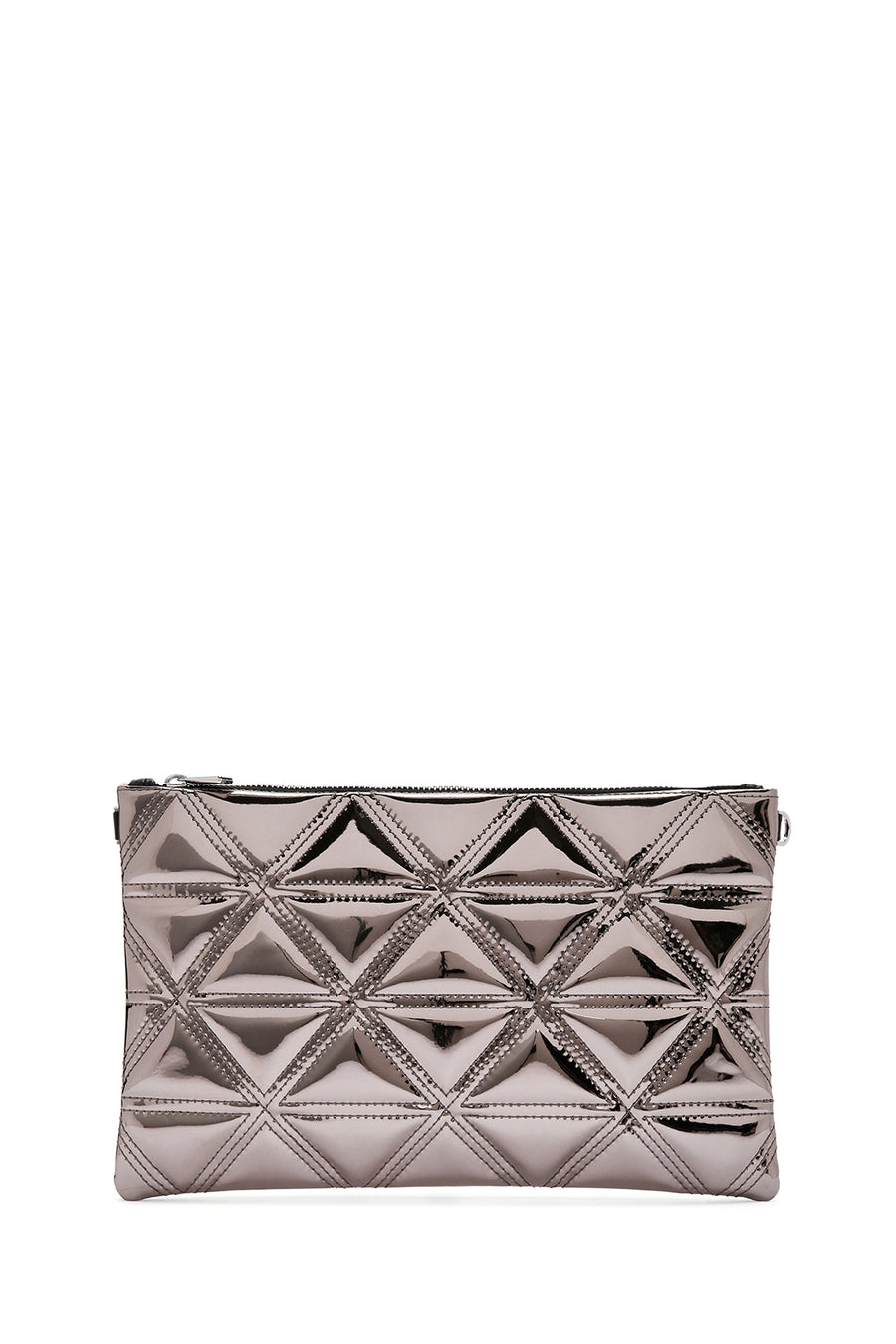 Women's Anthracite Long Chain Strap Quilted Clutch Bag