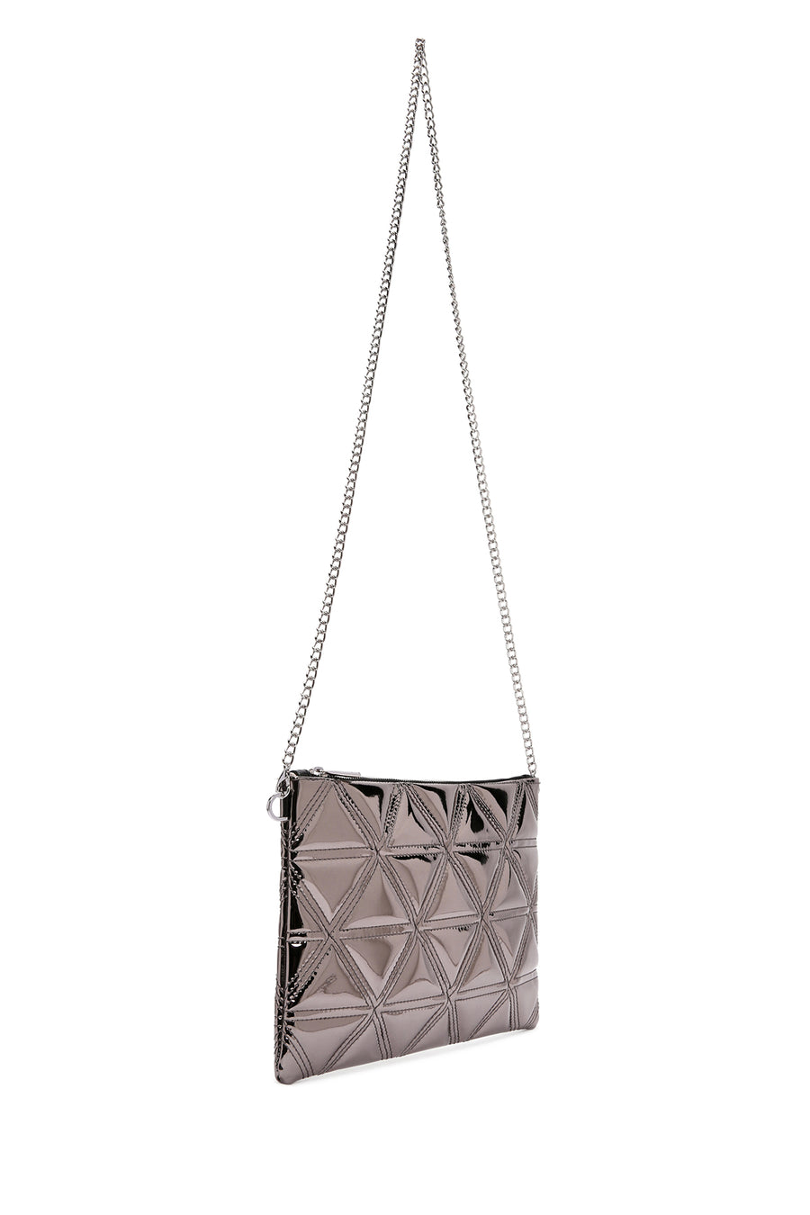 Women's Anthracite Long Chain Strap Quilted Clutch Bag