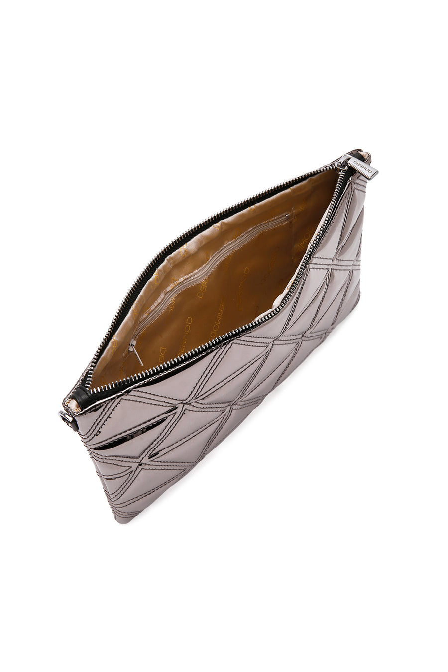Women's Anthracite Long Chain Strap Quilted Clutch Bag
