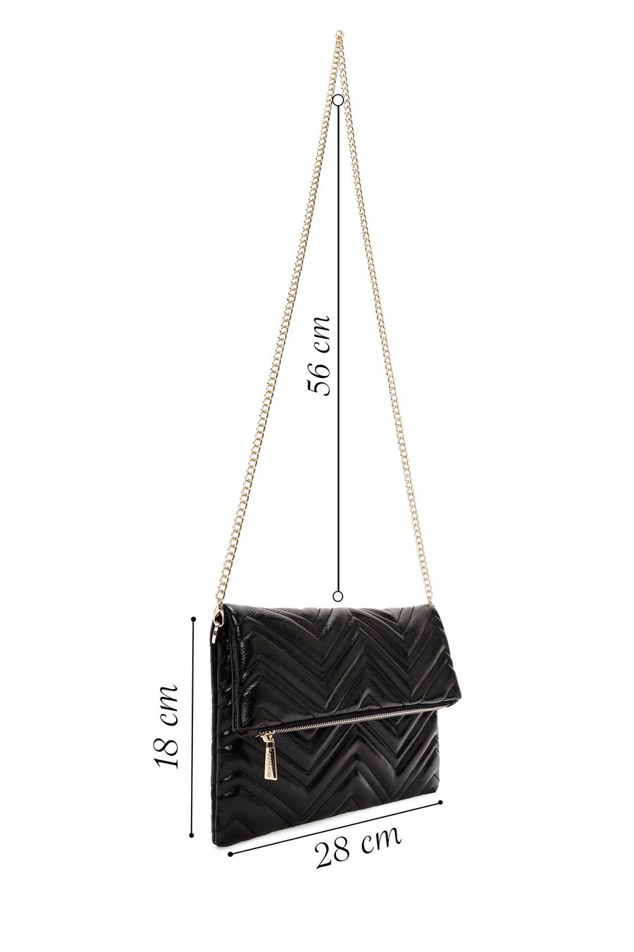 Women's Black Long Chain Strap Quilted Clutch Bag