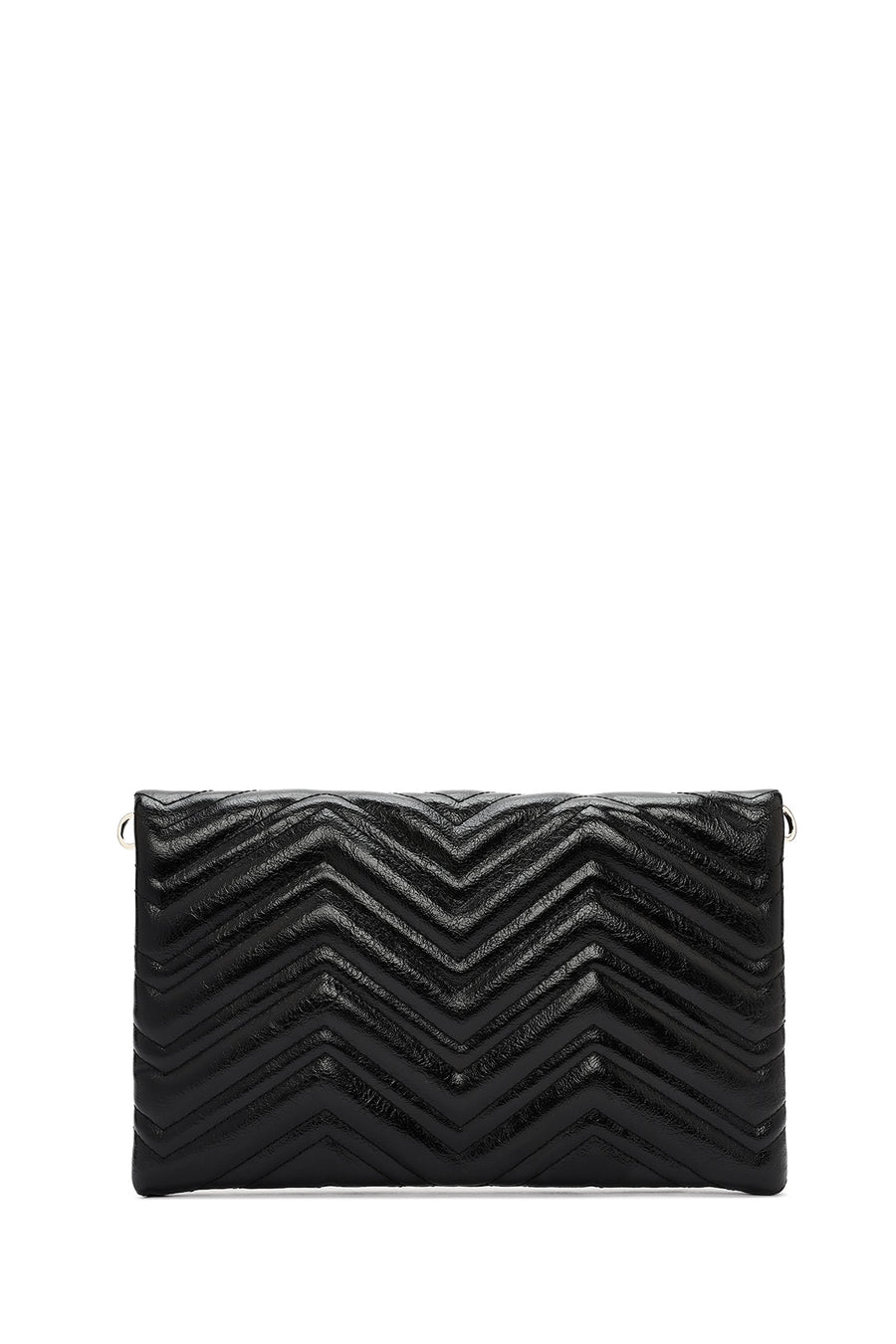 Women's Black Long Chain Strap Quilted Clutch Bag