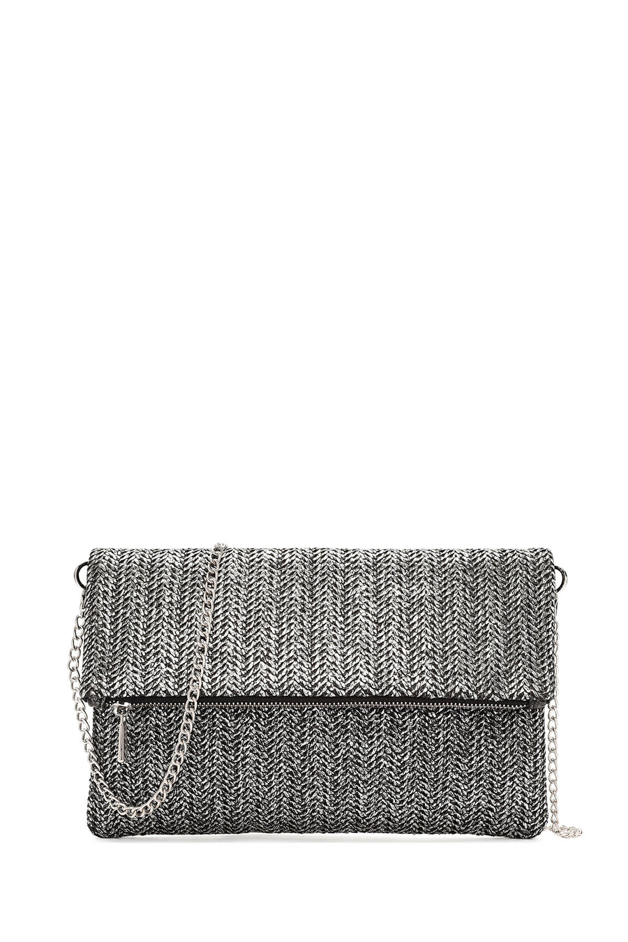Women's Anthracite Long Chain Strap Straw Clutch Bag 24SBD2216M7 | Derimod