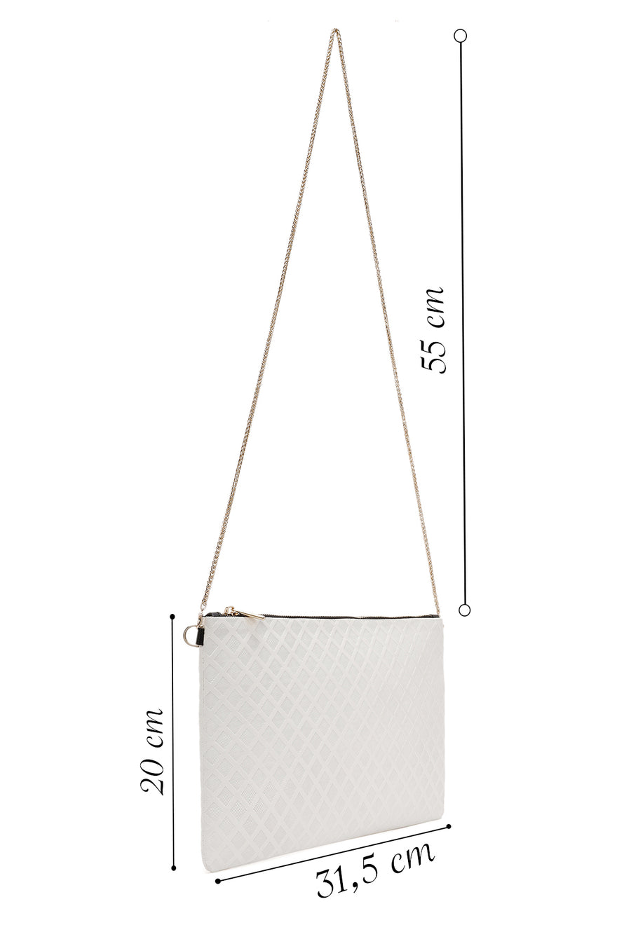 Women's White Long Chain Strap Clutch Bag